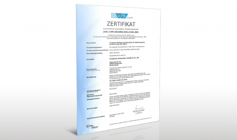 WPK-Zertifikat für tragende Bauteile bis EXC 4 nach EN 1090-2